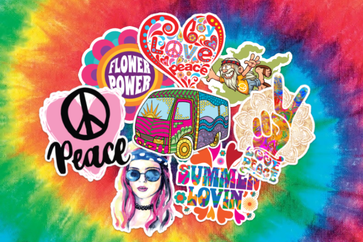 Collection of Hippie Stickers and Decals.