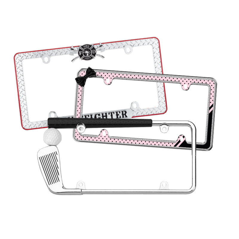 thumbnail image 2 of HCSS 2-Pack Funny License Plate Frames - Red Black White Stripes, Aluminum Metal, Rust-Proof, Fits Standard US 12x6" Plates 2 of 12