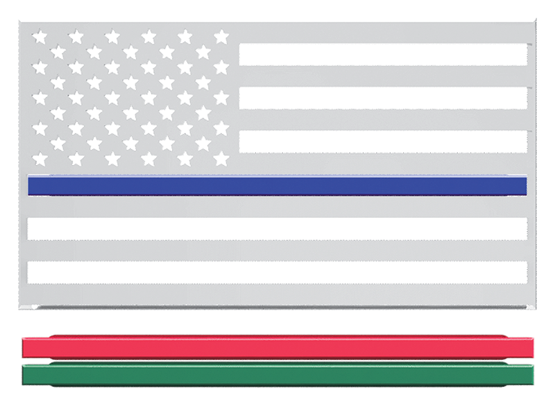 USA Flag Thin Line 3D Chrome Plated Sticker