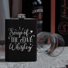 Funny quote engraved on flask