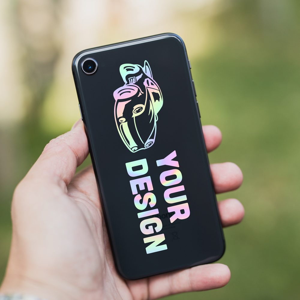 Custom Holographic Transfer Sticker on Phone