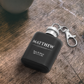 Groomsman Black Mini Keychain Flask