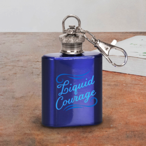 Liquid Courage Blue Mini Keychain Flask