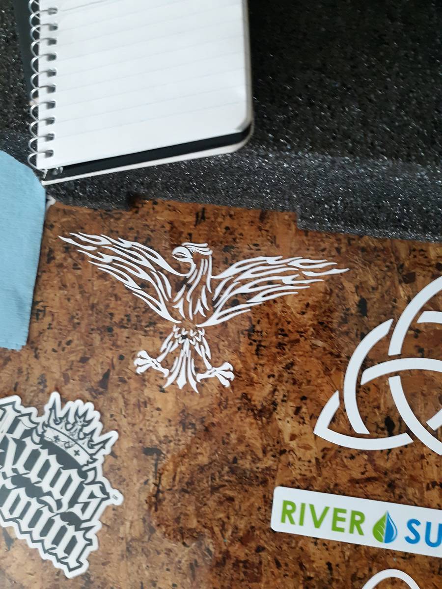 Richard's photograph of their Flaming Tribal Eagle Sticker