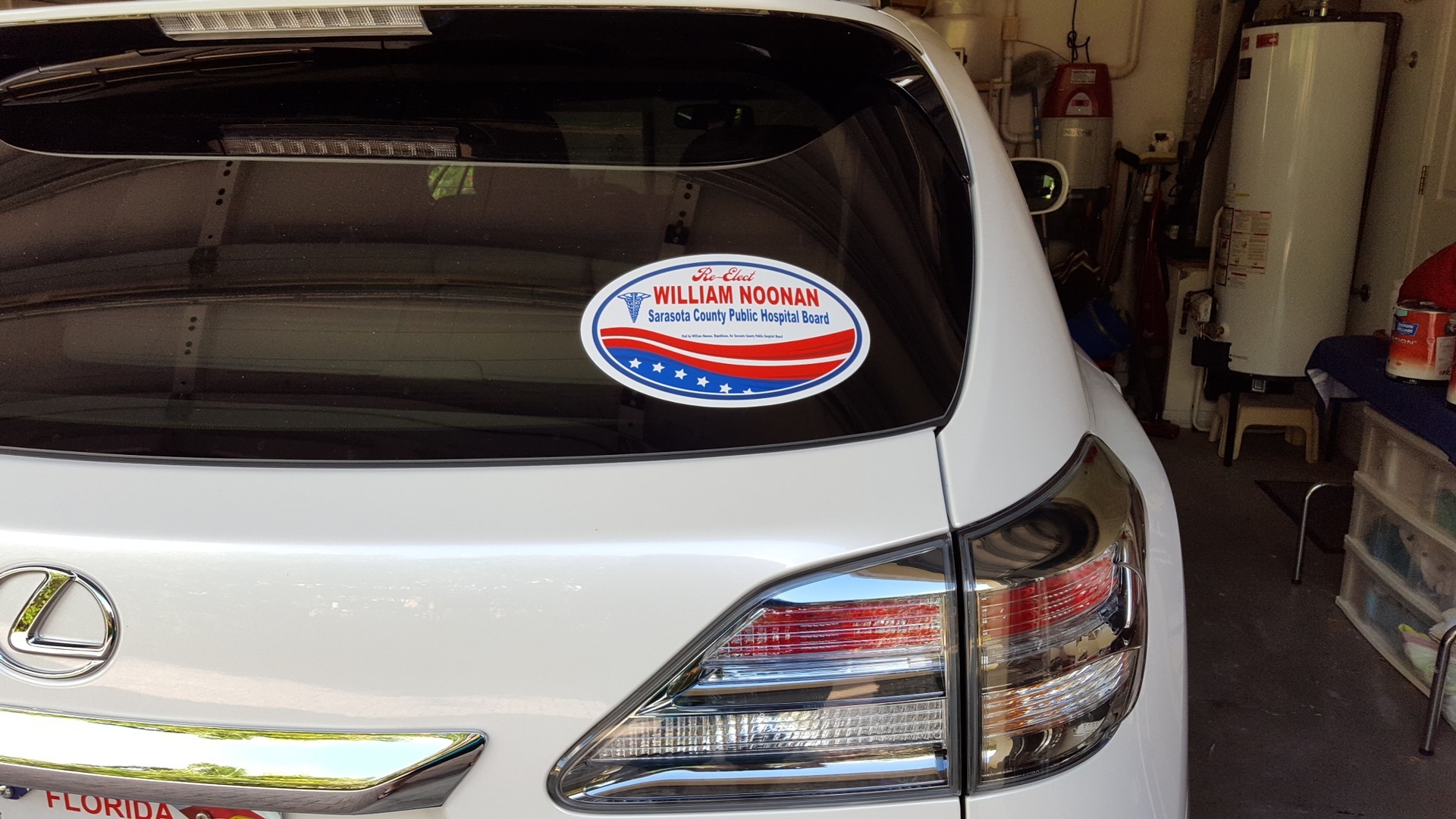 William's photograph of their Custom Stars and Stripes Campaign Oval Sticker