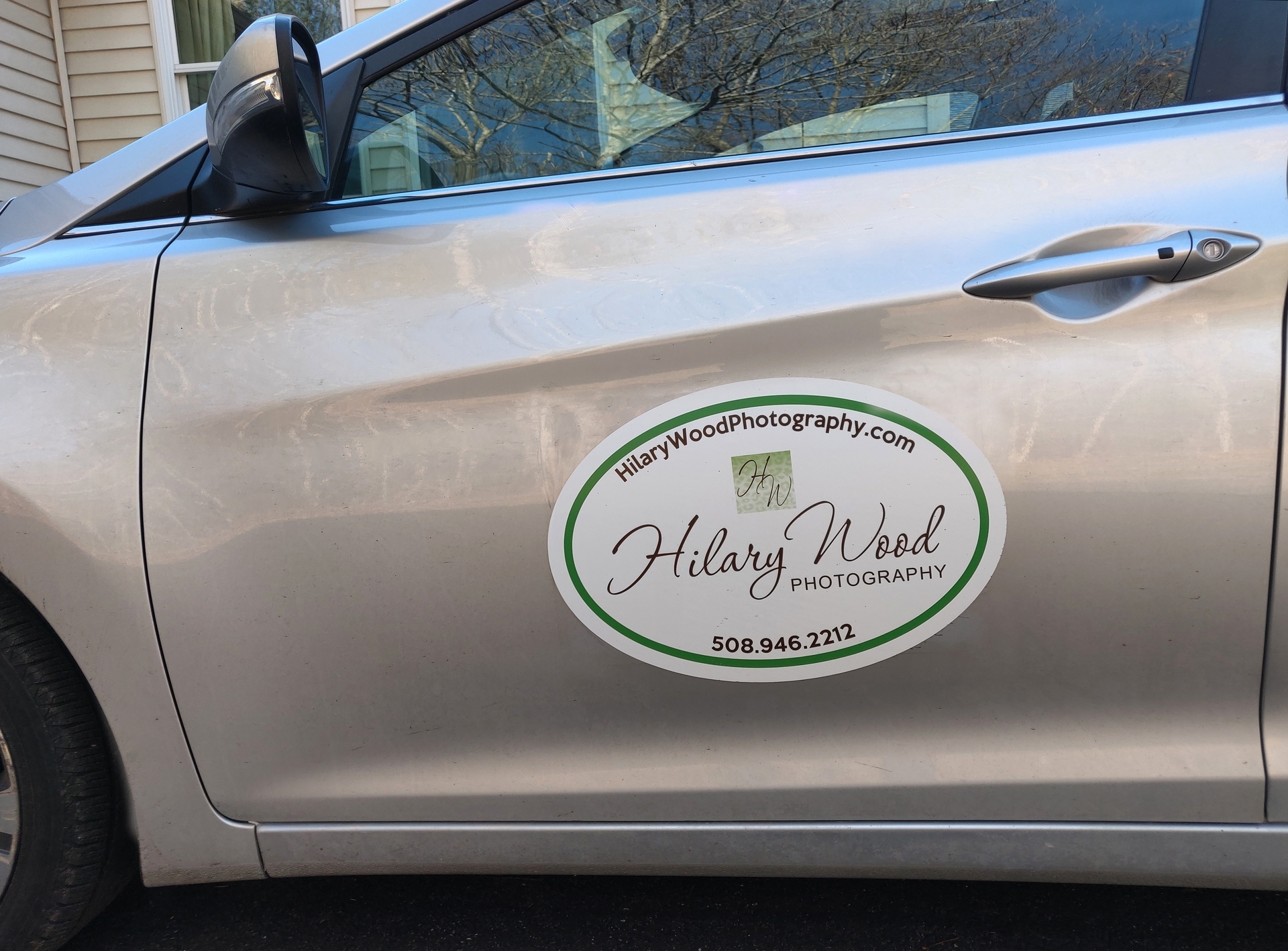 Hilary's photograph of their Custom Oval Magnet with Your Text