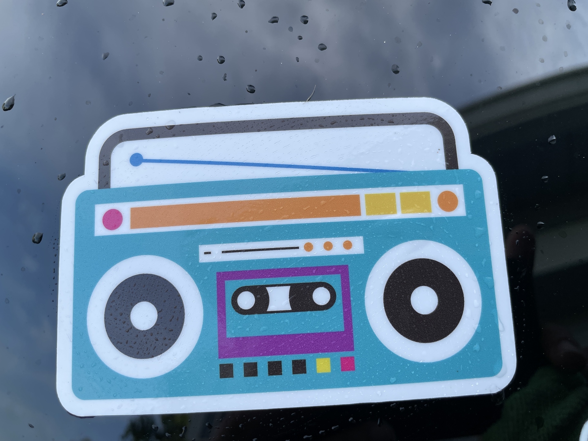 Natalia's photograph of their Blue Boombox Hippie Sticker