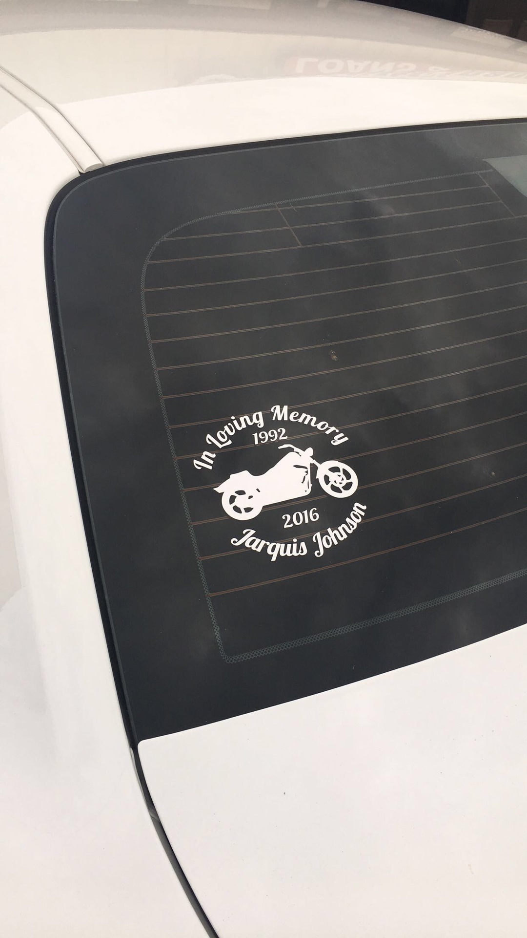 Jimmy's photograph of their In Loving Memory Custom Motorcycle Sticker.