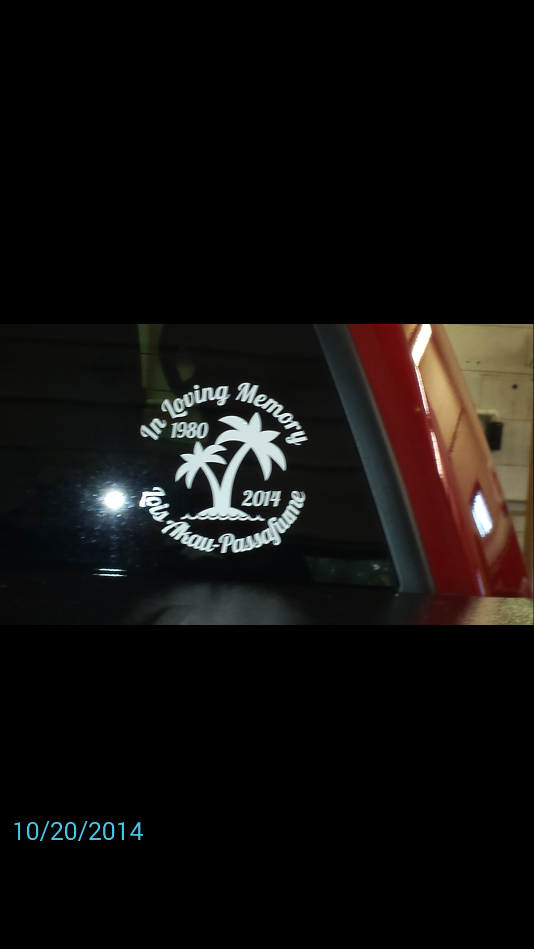 Paul's photograph of their In Loving Memory Palm Trees Sticker