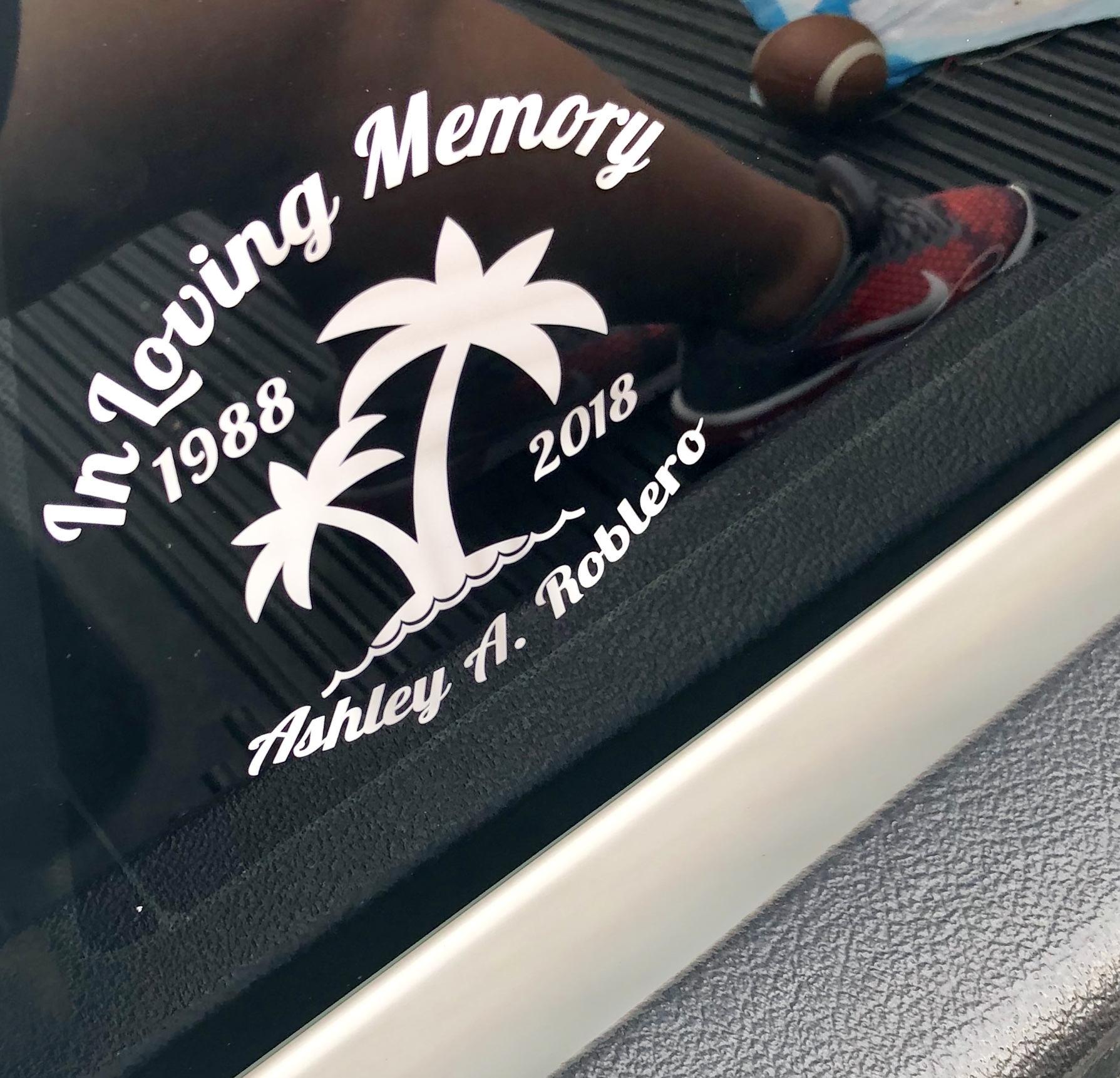 Dannielle's photograph of their In Loving Memory Palm Trees Sticker