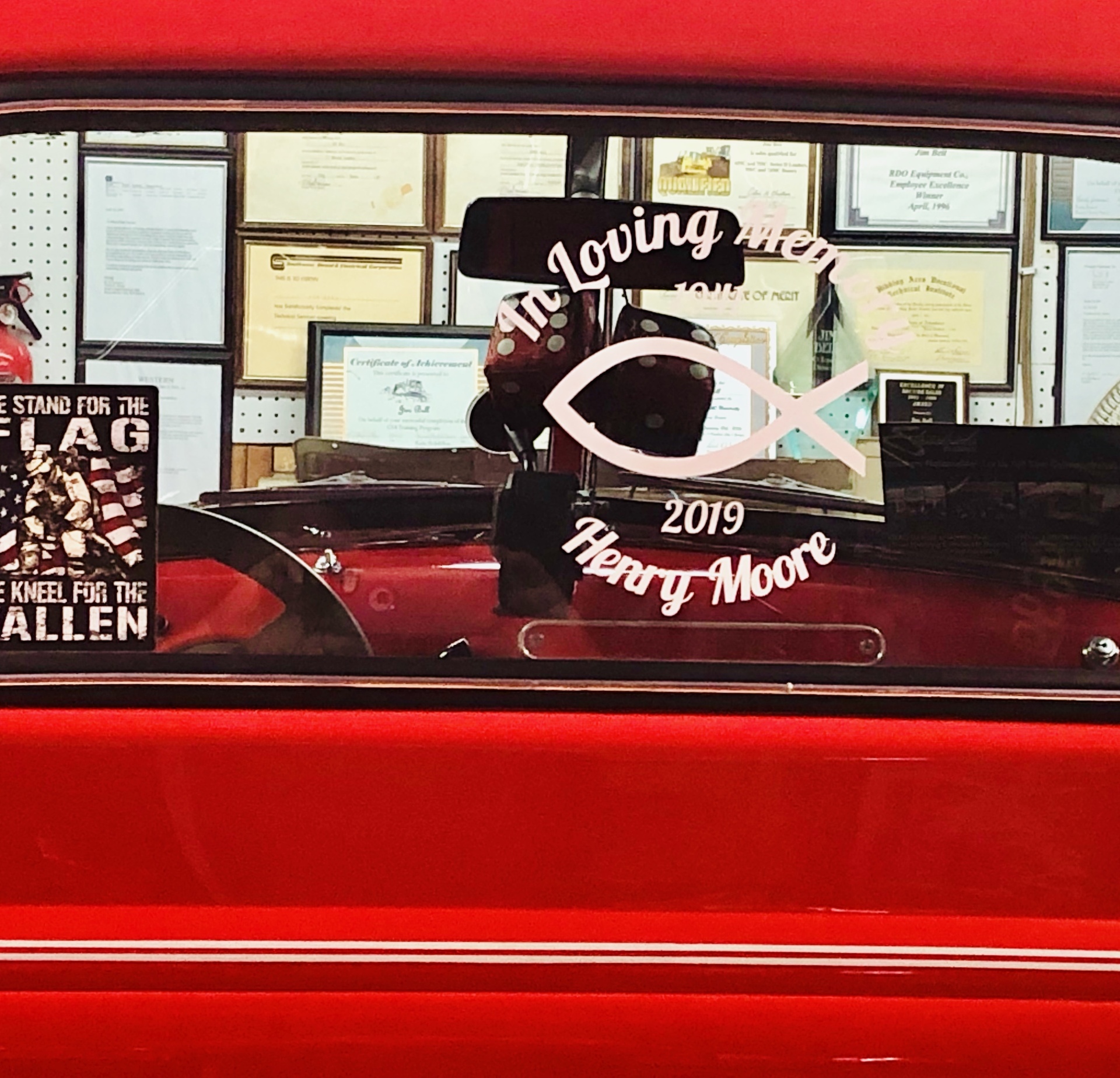 James's photograph of their In Loving Memory Ichthus Fish Sticker