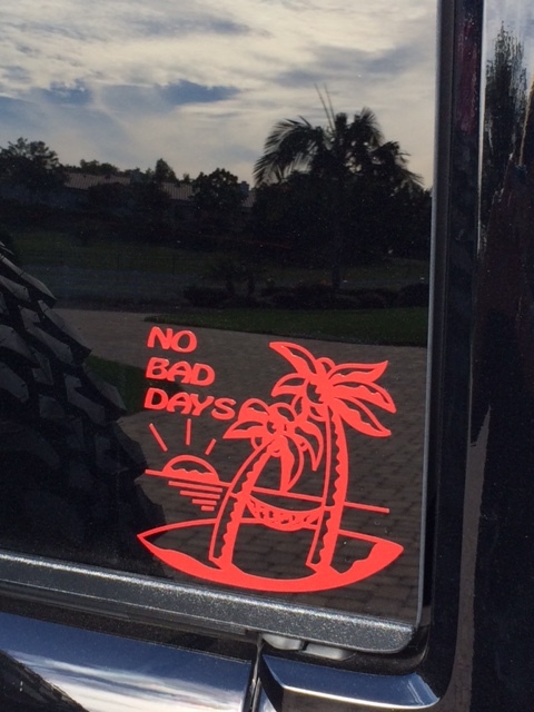 Rosemary's photograph of their Island And Palm Trees - No Bad Days Sticker