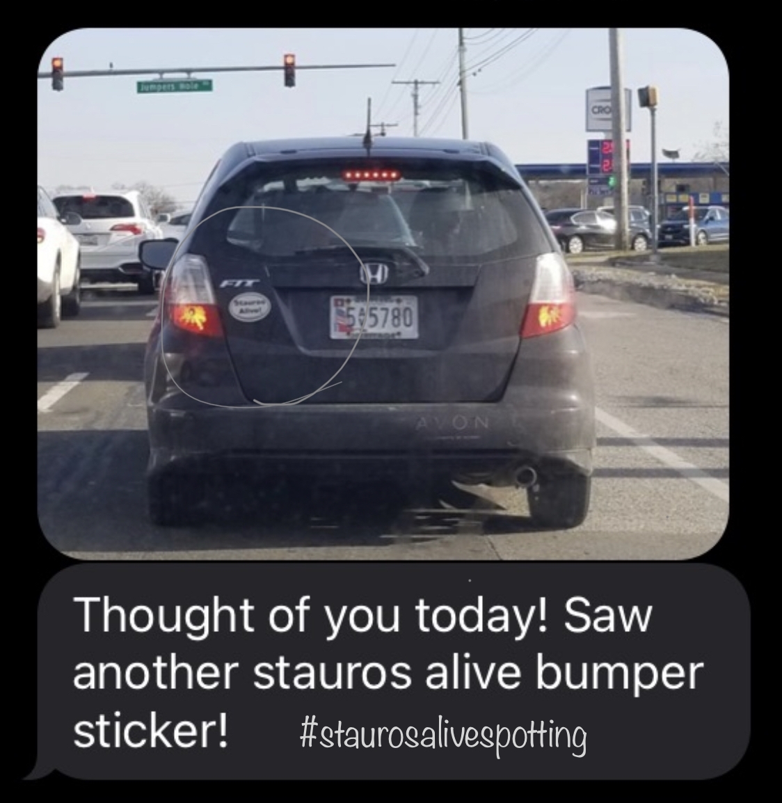 John's photograph of their Custom Oval Magnet with Your Text
