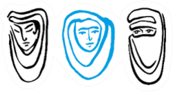 Set Of Muslim Women In Hijab Or Burka Line Art Sticker