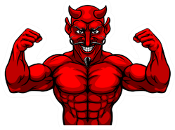 A Devil Satan Or Lucifer Strong Mascot Sticker