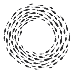 School Of Fish Swimming in a Circle Silhouette Sticker
