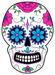 Day Of The Dead Flower Skull Sticker