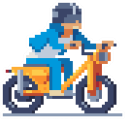 Pixel Art Male Motorcyclist Sticker