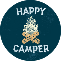 Blue-green Happy Camper Campfire Sticker