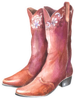 Beautiful Watercolor Cowgirl Boots Sticker