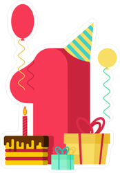 1 Year Happy Birthday Number Sticker