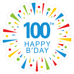 100th Happy Birthday Colorful Sticker