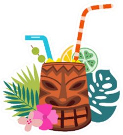 Tiki Cocktail Mug With Fresh Tropical Drink Illustration Sticker