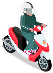 Isometric View Motorcyclist Sticker