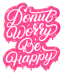 Donut Worry Be Happy Typography Sticker