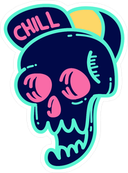 Chill Bright Neon Skull Sticker