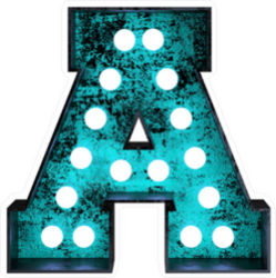Fluorescent Blue Neon Font Letter A Sticker