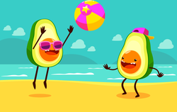 Two Avocados Playing At The Beach Sticker