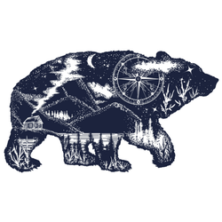 Bear Outdoors in the Night Silhouette Sticker