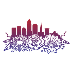 Cleveland Ohio Flowers With Vintage Skyline Sticker