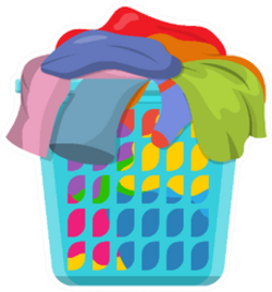 Basket With Linens, Laundry Basket At Dry Cleaner Sticker