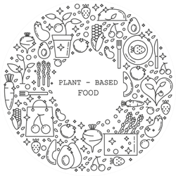 Plant Based Food Doodles Monochrome Sticker