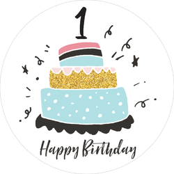 1st Birthday Hand Drawn Cake Sticker