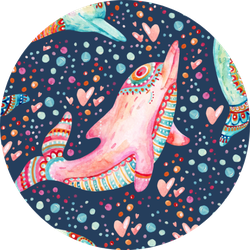 Watercolor Lovely Dolphins Pattern Sticker