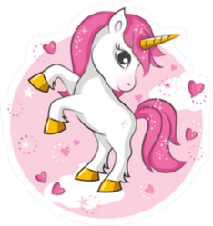 Cute Pink Magical Unicorn Circle Sticker
