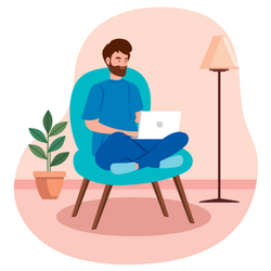 Man Working In Telecommuting Inside House Sticker