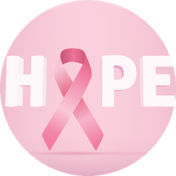 Hope Lettering With Pink Ribbon Awareness Sticker