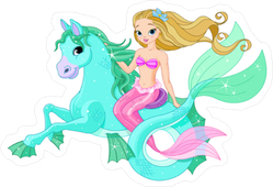 Beautiful Mermaid Riding Sea Horse Sticker