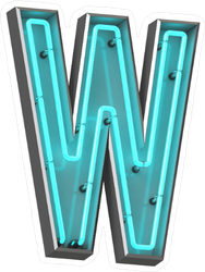 3 Neon Letter W Sticker