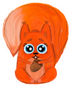 Squirrel With Acorn Clip Art Sticker