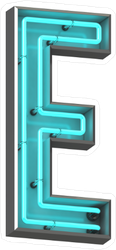 3D Neon Letter E Sticker