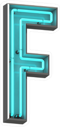 3D Neon Letter F Sticker