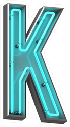 3D Neon Letter K Sticker