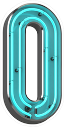 3D Neon Letter O Sticker