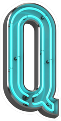 3D Neon Letter Q Sticker