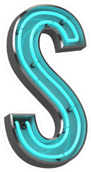 3D Neon Letter S Sticker